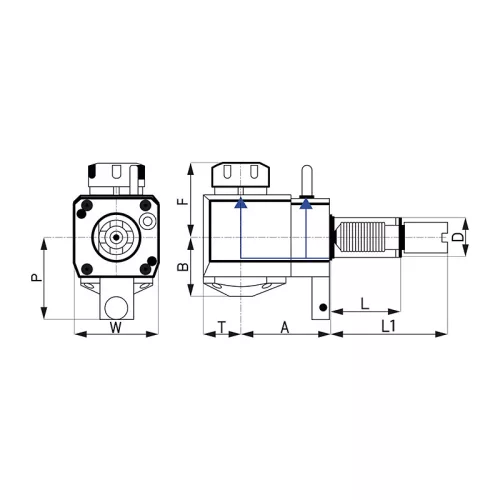 Meghajtott szerszámtartó, radiális, balos, VDI 40 / ER25 L1: 104,85 mm, STEPPED-HAAS, KINTEK