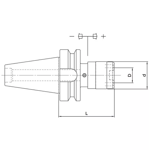Menetfúró adapter, M14 - M33 / BT50, MAS 403-BT A, hosszkiegyenlítős, KINTEK