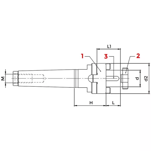 Kombinált marófelfogó tüske, behúzómenetes, Morse 2 / 16 mm, DIN 228-A, KINTEK