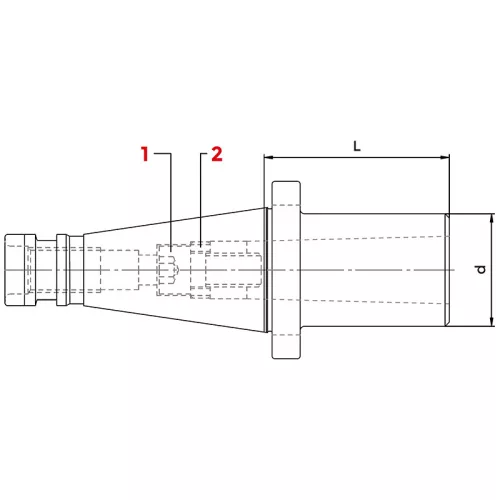 Átalakítóhüvely, ISO50 / Morse 3, behúzómenetes, DIN 2080, KINTEK
