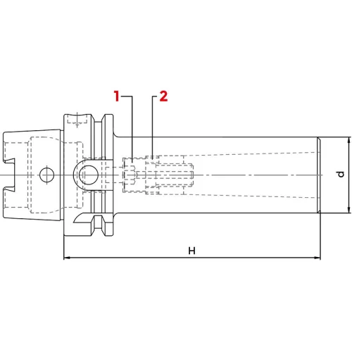 Átalakítóhüvely, HSK63 / Morse 2, behúzómenettel, DIN 69893 A+C, KINTEK