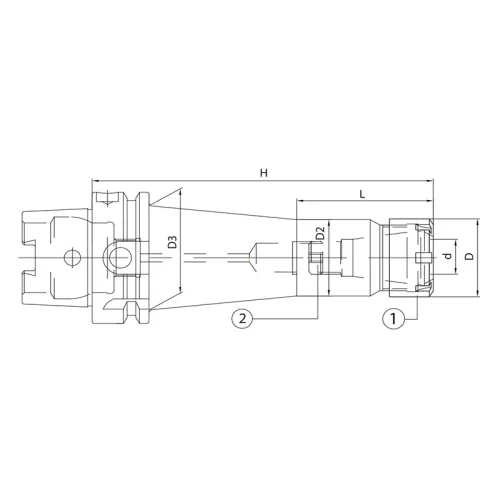 Patronos befogó, ER25 / HSK63, hosszú, DIN69893 A+C, KINTEK