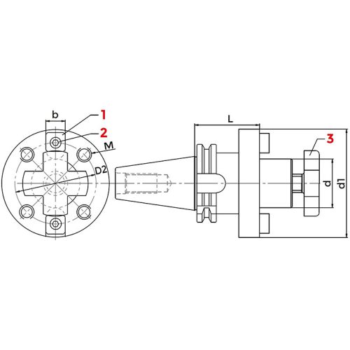 Marófelfogó tüske, SK40 / 40 mm, DIN69871, nagy marófejekhez, KINTEK