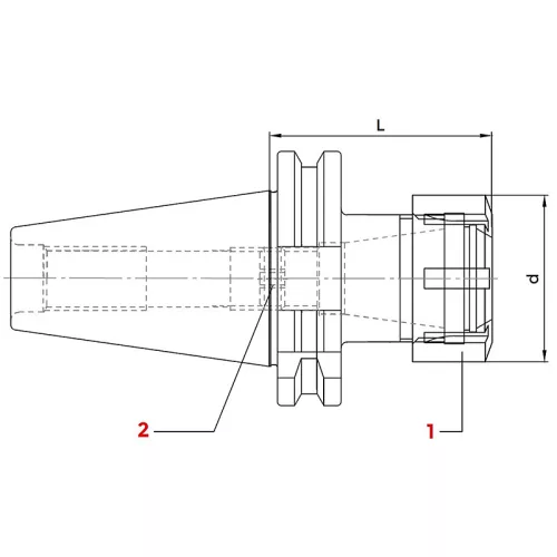 Patronos befogó, ER25 / SK50, hosszú, H200, DIN 69871 AD, KINTEK