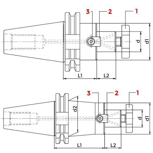 Marófelfogó tüske, SK50 / 40 mm, DIN69871 AD/B, KINTEK