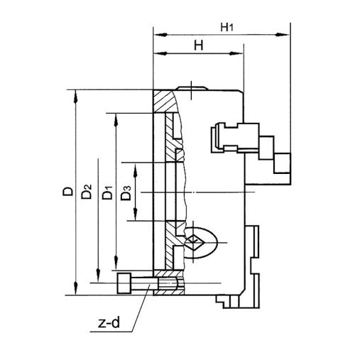 Esztergatokmány, 4 + 4 pofás, 160 mm, öntvényházas, DIN 6350