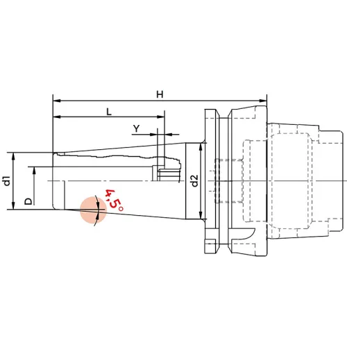 Zsugorbefogó, 4,5°-os, HSK63 / 4 mm, DIN69893 A, KINTEK