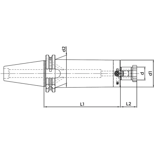 Marófelfogó tüske, SK40 / 16 mm, Dual Contact DIN 69871 AD, hosszú, H100, KINTEK