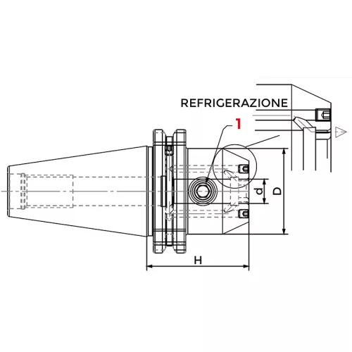Alaptartó maró befogáshoz, hűtőcsatornával, SK40 / 32 mm, DIN 69871 AD, Weldon, KINTEK