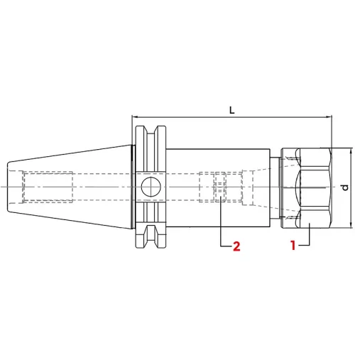 Patronos befogó hatlapú anyával, ER16 / SK40 L100, DIN69871 AD, KINTEK