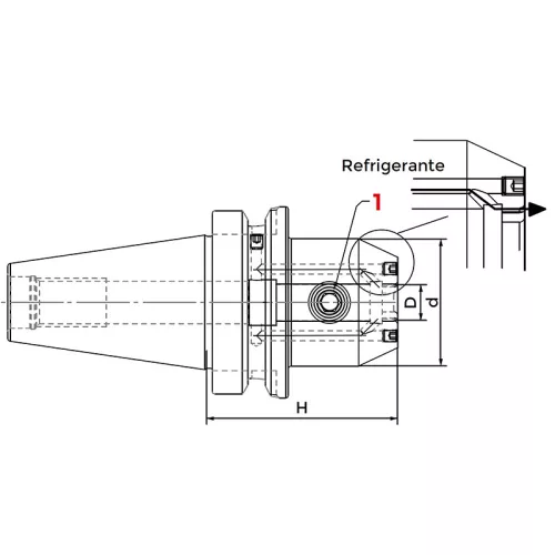 Alaptartó maró befogáshoz, hűtőcsatornával, BT50 / 25 mm, MAS 403-BT AD, Weldon, KINTEK