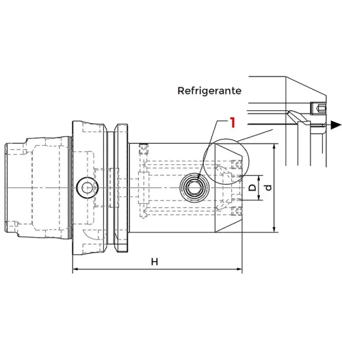Alaptartó maró befogáshoz, hűtőcsatornával, HSK63 / 8 mm, DIN69893 A+C, Weldon, KINTEK
