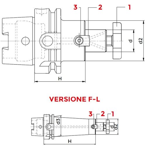 Marófelfogó tüske, HSK63 / 22 mm, DIN69893 A+C, KINTEK
