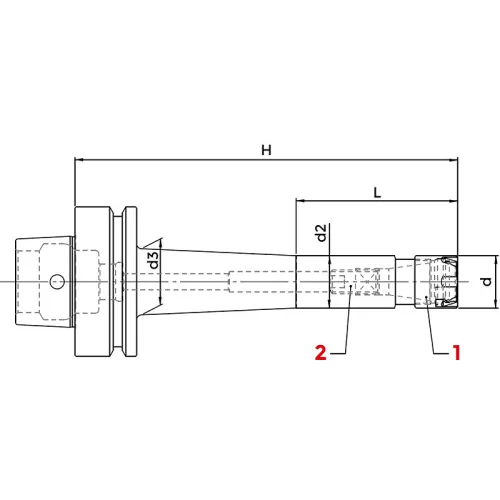 Patronos befogó, ER25 / HSK63, DIN69893 F, KINTEK