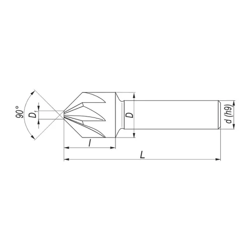 90°-os kúpsüllyesztő, Ø 8 mm, HSS, DIN 335 A, Fenes