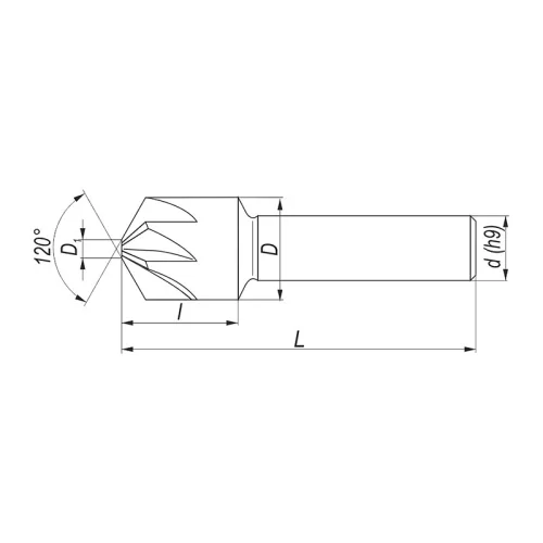 120°-os kúpsüllyesztő, Ø 8 mm, HSS, hengeres szárú, DIN 347 A, Fenes