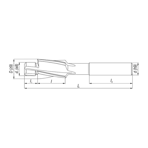 Csapos süllyesztő, Ø 8 mm - M4, 180°, közepes illesztés, HSS, DIN 373, Fenes
