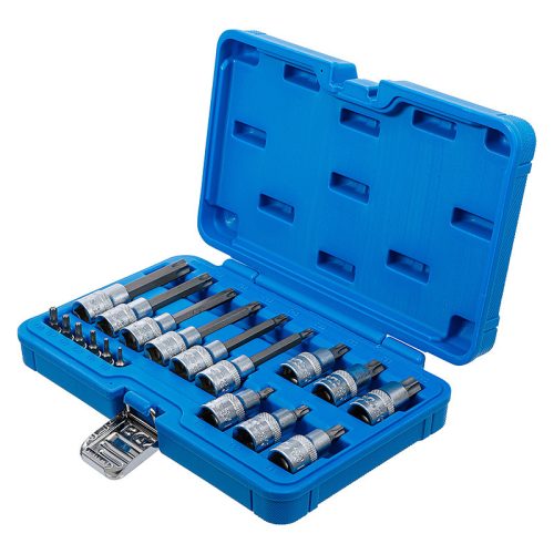 Behajtófej-készlet, 1/4" és 1/2", T-profil (Torx), 18 darabos