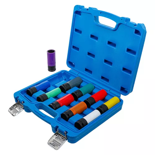 Légkulcsfej készlet, 1/2", 15 - 24 mm + speciális kerékcsavarok, 10 darabos