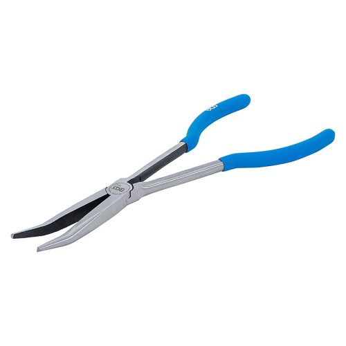 Telefonfogó, extra hosszú, hajlított pofával, 280 mm