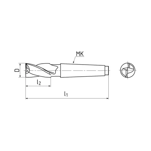 Kúposszárú hosszlyukmaró, 2 élű, Ø 11 mm, 25°, HSS-E-Co5, DIN326, ZPS