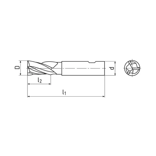 Ujjmaró, 3 élű, Ø 12 mm, 40°, HSS-E-Co8, DIN844K, ZPS