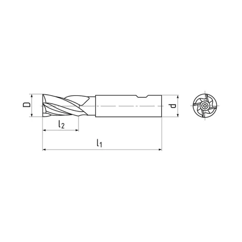 Hosszú ujjmaró, Ø 10 mm, HSS-E-Co8, DIN844L, ZPS