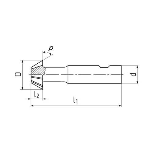 Szögmaró, szár felé növekvő, Ø 16 x 70° x 7 mm, HSS-E-Co5, DIN1833B, ZPS