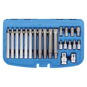   Bit készlet, Ékprofil (Ribe), Cr-V, 3/8"-os, 22 darabos