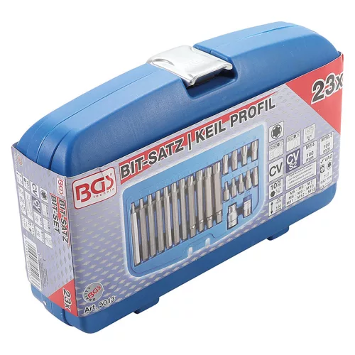 Bit készlet, Ékprofil (Ribe), Cr-V, 3/8"-os, 22 darabos