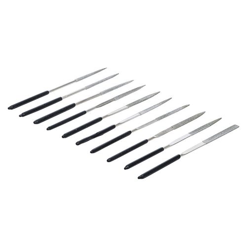 Gyémántszemcsés tűreszelő készlet, egyenes, 140 x 3 mm, 10 darabos