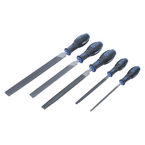 Műhelyreszelő készlet, 2 komponensű nyéllel, 5 darabos