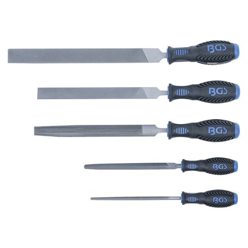 Műhelyreszelő készlet, 2 komponensű nyéllel, 5 darabos