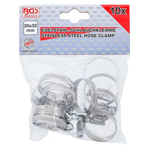 Tömlőbilincs, INOX, 20 x 32 mm, 10 darabos
