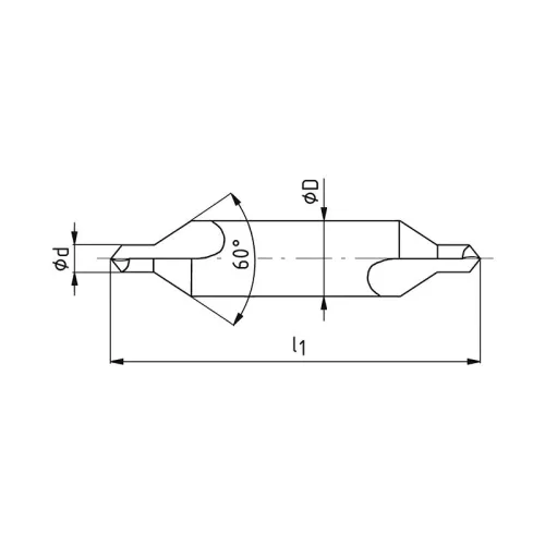 Központfúró, hosszú, Ø 4 mm / szár Ø: 10 mm, A alak, 60°, HSS, DIN333A, ZPS