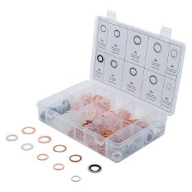   Tömítőgyűrű-készlet, Vörösréz, Aluminium, Nejlon, 250 darabos