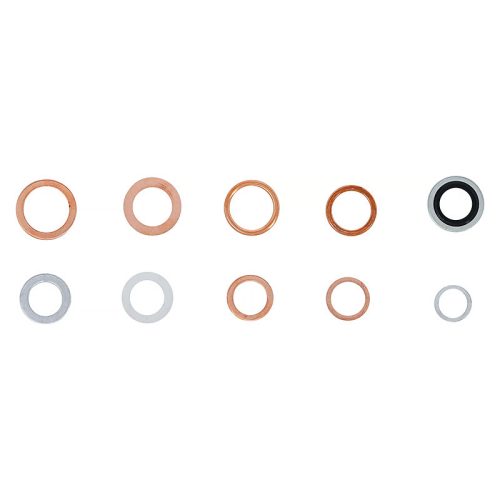 Tömítőgyűrű-készlet, Vörösréz, Aluminium, Nejlon, 250 darabos
