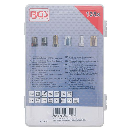 Fékvezeték csatlakozó készlet, anyák és csavarok, 135 darabos
