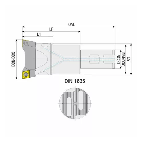 ABHR-D36x50-W25-L120-CC09 kétélű nagyoló kiesztergáló, Ø 36-50 mm, L=120 mm, AKKO