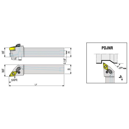 PDJNR 3232 P15-H belső hűtéses esztergakés, 93°, 32x32 mm, AKKO