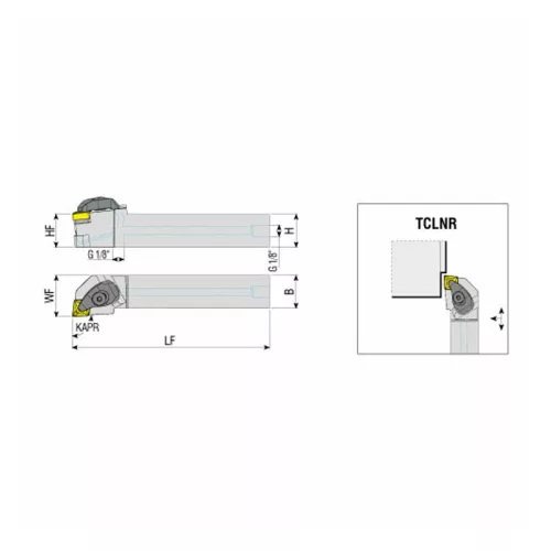 TCLNR 3232 P12-H belső hűtéses esztergakés, 95°, 32x32 mm, AKKO
