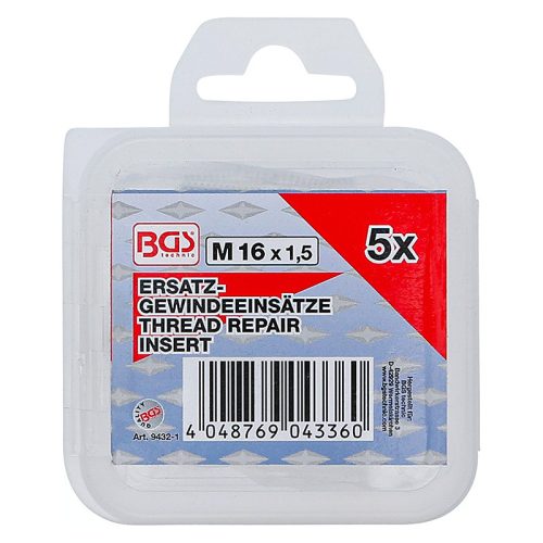 Menetjavító betétkészlet, M16 x 1,5 mm, 5 darabos
