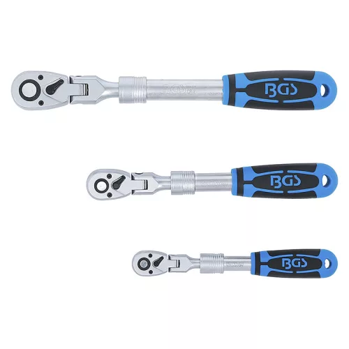 Racsnis kulcs készlet, kihúzható, hajlítható, 1/4" - 3/8" - 1/2", 3 darabos