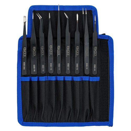 Nemesacél csipesz-készlet, 9 darabos