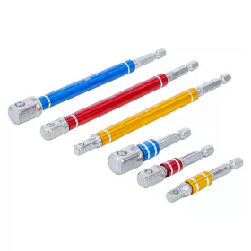   Adapterkészlet fúrógépekhez, 1/4" - 3/8" - 1/2", 75 - 150 mm, 6 darabos