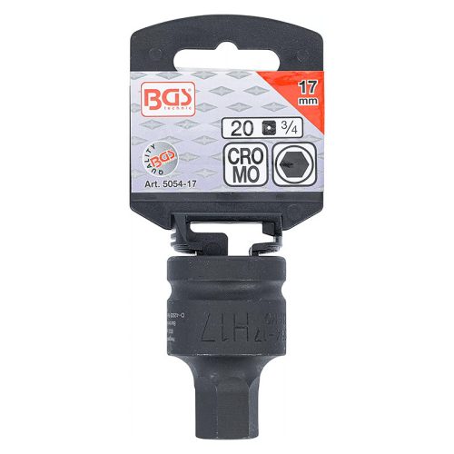 Gépi bit-dugókulcs, imbusz, 3/4", rövid, 17 mm