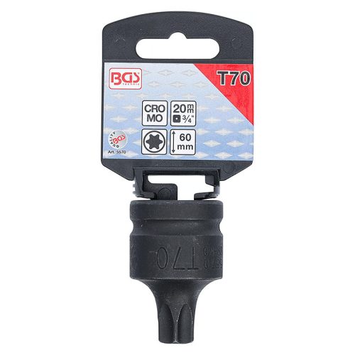 Gépi bit-dugókulcs, Torx, 3/4", rövid, T70