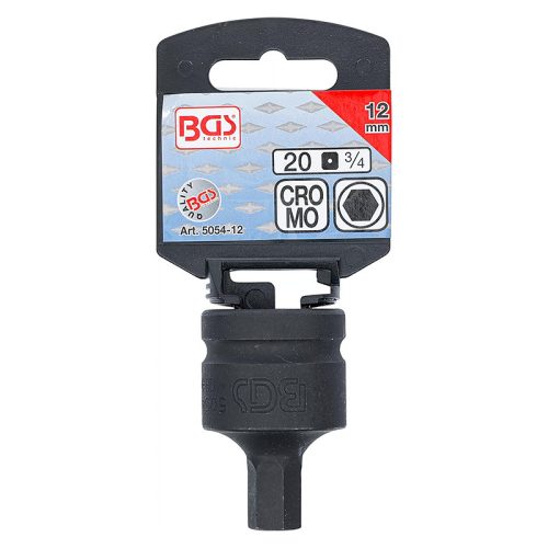 Gépi bit-dugókulcs, imbusz, 3/4", rövid, 12 mm