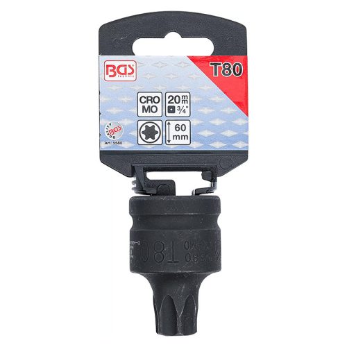 Gépi bit-dugókulcs, Torx, 3/4", rövid, T80
