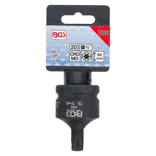 Gépi bit-dugókulcs, Torx, 3/4", rövid, T55